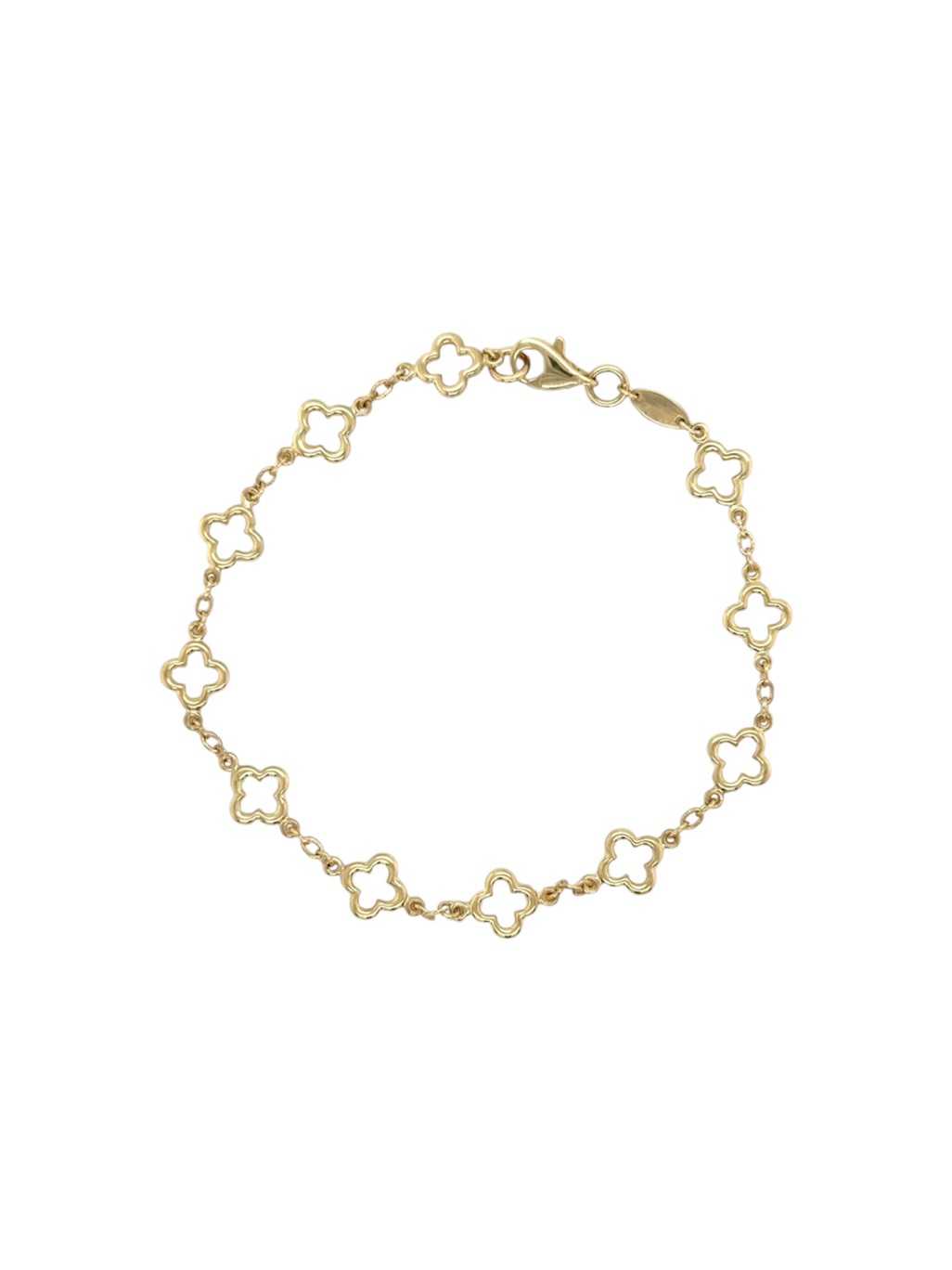 14k Solid Gold Clover Bracelet